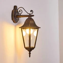 Applique Exterieure Hongkong Brun Dore, 1 Lumiere