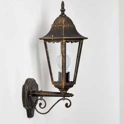 Applique Exterieure Hongkong Brun Dore, 1 Lumiere