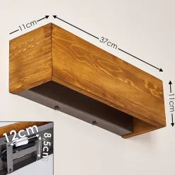 Applique Murale Adak Led Bois Fonce, 1 Lumiere