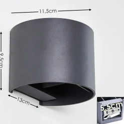 Applique Murale Badajoz Led Anthracite, 1 Lumiere