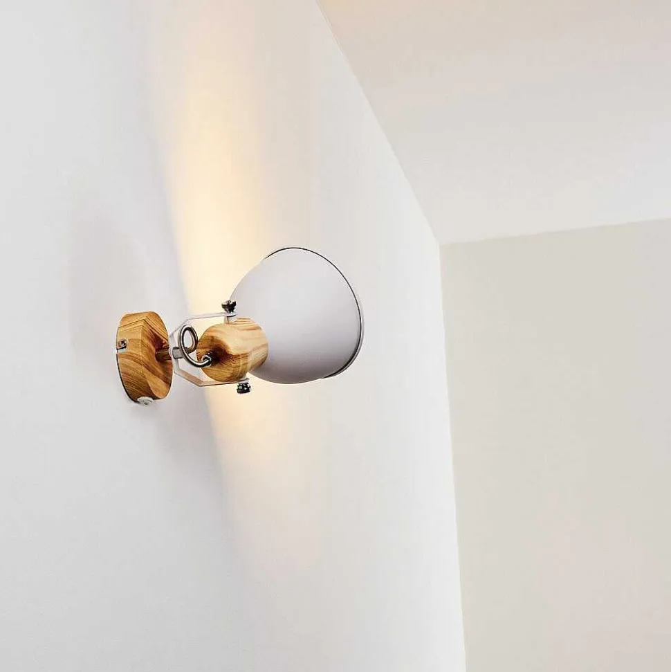 Applique Murale Banjul Bois Clair, Blanc, 1 Lumiere