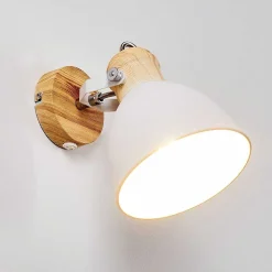 Applique Murale Banjul Bois Clair, Blanc, 1 Lumiere