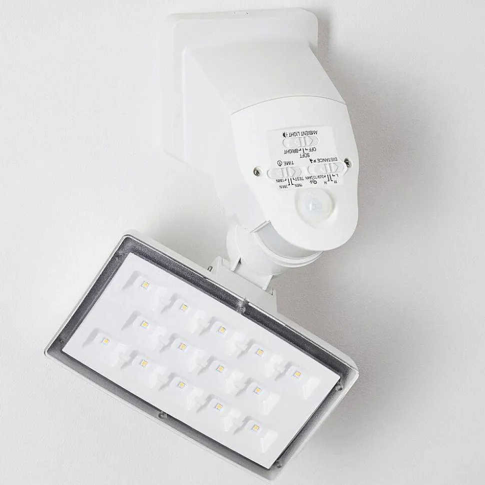 Applique Murale D'Exterieur Loit Led Blanc, 1 Lumiere, Detecteur De Mouvement
