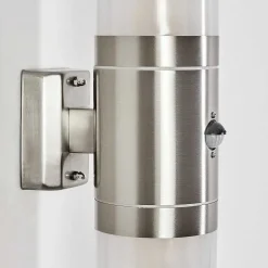 Applique Murale D'Exterieur Tolsona Acier Inoxydable, 2 Lumieres, Detecteur De Mouvement