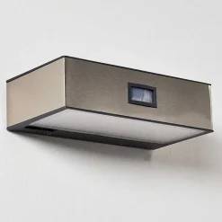 Applique Murale D'Exterieur Attu Led Nickel Mat, 1 Lumiere, Detecteur De Mouvement