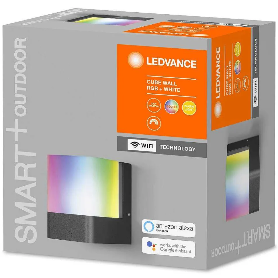 Applique Murale D'Exterieur Ledvance Cube Gris, 1 Lumiere, Changeur De Couleurs