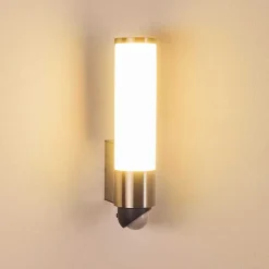 Applique Murale D'Exterieur Vason Led Acier Inoxydable, 1 Lumiere, Detecteur De Mouvement