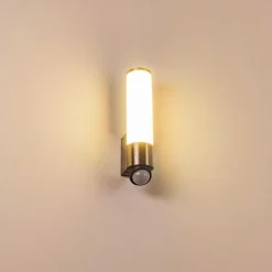 Applique Murale D'Exterieur Vason Led Acier Inoxydable, 1 Lumiere, Detecteur De Mouvement