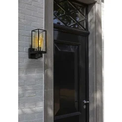 Applique Murale D'Exterieur Lutec Flair Noir, 1 Lumiere, Detecteur De Mouvement