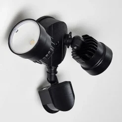 Applique Murale D'Exterieur Emmerlev Led Noir, 2 Lumieres, Detecteur De Mouvement