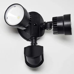 Applique Murale D'Exterieur Emmerlev Led Noir, 2 Lumieres, Detecteur De Mouvement