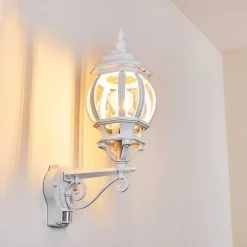 Applique Murale D'Exterieur Lentua Blanc, 1 Lumiere, Detecteur De Mouvement