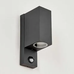 Applique Murale D'Exterieur Kingstown Anthracite, Transparent, 2 Lumieres, Detecteur De Mouvement