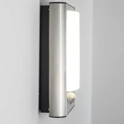 Applique Murale D'Exterieur Kimola Led Nickel Mat, 1 Lumiere, Detecteur De Mouvement