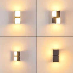 Applique Murale D'Exterieur Swanek Led Anthracite, 2 Lumieres