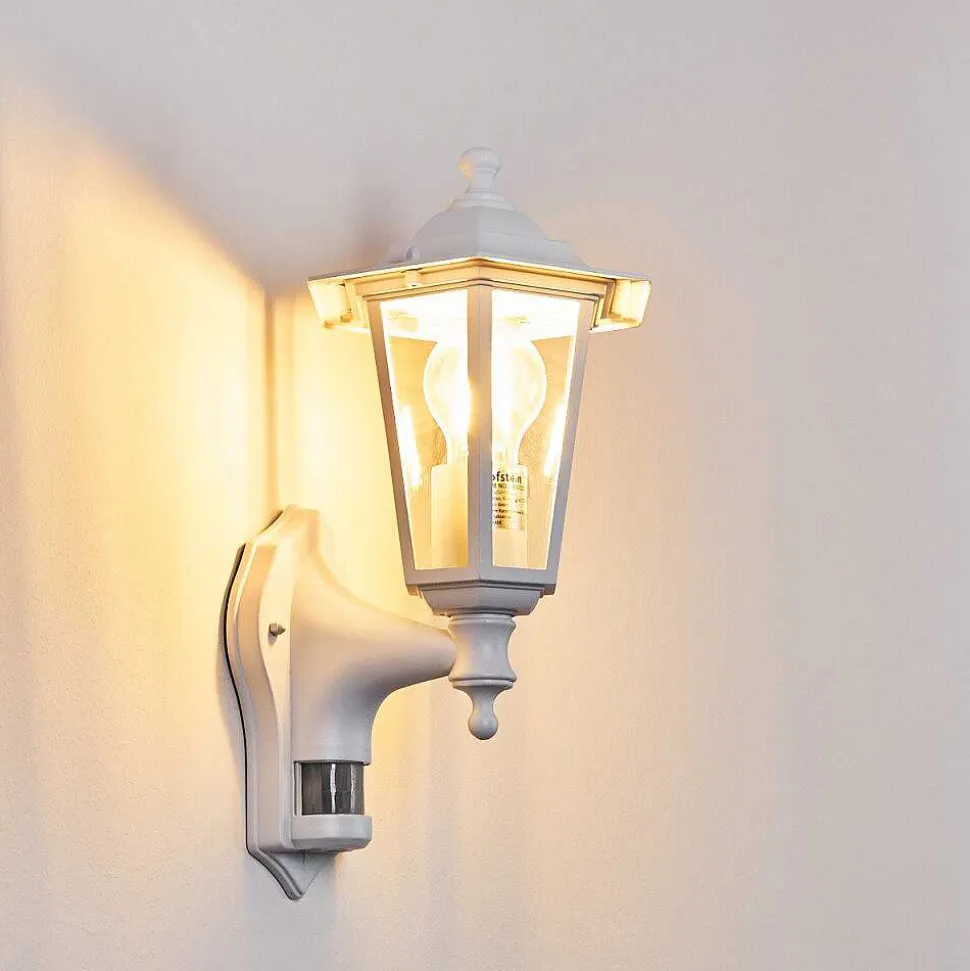 Applique Murale D'Exterieur Loria Blanc, 1 Lumiere, Detecteur De Mouvement