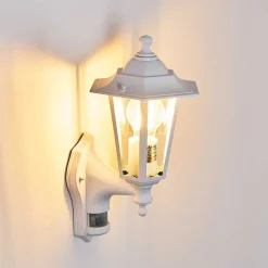 Applique Murale D'Exterieur Loria Blanc, 1 Lumiere, Detecteur De Mouvement