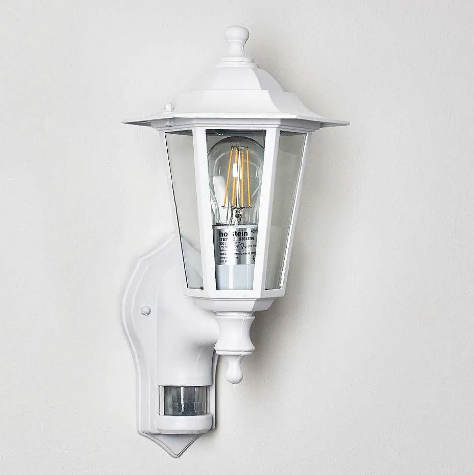 Applique Murale D'Exterieur Loria Blanc, 1 Lumiere, Detecteur De Mouvement