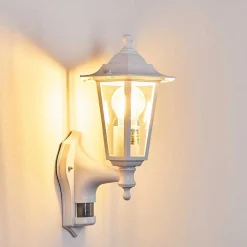 Applique Murale D'Exterieur Loria Blanc, 1 Lumiere, Detecteur De Mouvement