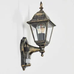 Applique Murale D'Exterieur Naofe Brun, Or, 1 Lumiere, Detecteur De Mouvement