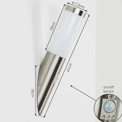 Applique Murale D'Exterieur Sessa Nickel Mat, 1 Lumiere, Detecteur De Mouvement