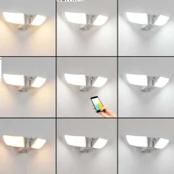 Applique Murale D'Exterieur Carnetin Led Blanc, 2 Lumieres, Detecteur De Mouvement