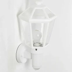 Applique Murale D'Exterieur Catigny Blanc, 1 Lumiere, Detecteur De Mouvement