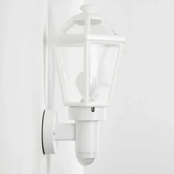 Applique Murale D'Exterieur Catigny Blanc, 1 Lumiere, Detecteur De Mouvement