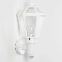 Applique Murale D'Exterieur Catigny Blanc, 1 Lumiere, Detecteur De Mouvement