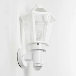 Applique Murale D'Exterieur Catigny Blanc, 1 Lumiere, Detecteur De Mouvement