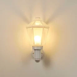 Applique Murale D'Exterieur Catigny Blanc, 1 Lumiere, Detecteur De Mouvement