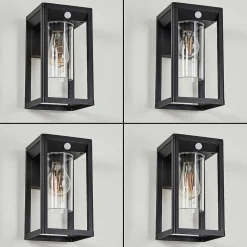 Applique Murale D'Exterieur Leset Noir, 1 Lumiere, Detecteur De Mouvement