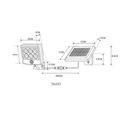 Applique Murale D'Exterieur Globo Solar Led Noir, Argente, 6 Lumieres, Detecteur De Mouvement