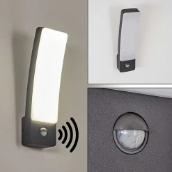 Applique Murale D'Exterieur Maseru Led Anthracite, 1 Lumiere, Detecteur De Mouvement
