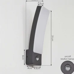 Applique Murale D'Exterieur Maseru Led Anthracite, 1 Lumiere, Detecteur De Mouvement