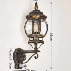 Applique Murale D'Exterieur Lentua Brun Dore, 1 Lumiere, Detecteur De Mouvement