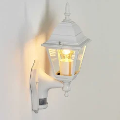 Applique Murale D'Exterieur Naofe Blanc, 1 Lumiere, Detecteur De Mouvement