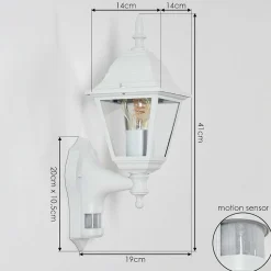 Applique Murale D'Exterieur Naofe Blanc, 1 Lumiere, Detecteur De Mouvement