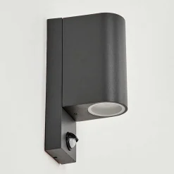 Applique Murale D'Exterieur Kingstown Anthracite, Transparent, 2 Lumieres, Detecteur De Mouvement