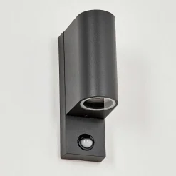 Applique Murale D'Exterieur Kingstown Anthracite, Transparent, 2 Lumieres, Detecteur De Mouvement