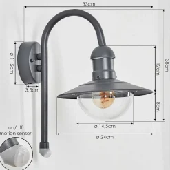 Applique Murale D'Exterieur Elima Anthracite, 1 Lumiere, Detecteur De Mouvement