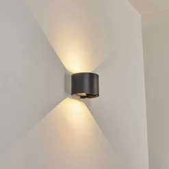 Applique Murale D'Exterieur Tamarin Led Noir, 2 Lumieres
