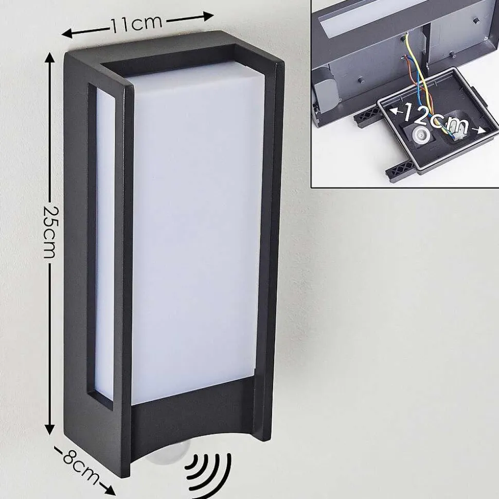 Applique Murale D'Exterieur Skove Led Anthracite, 1 Lumiere, Detecteur De Mouvement
