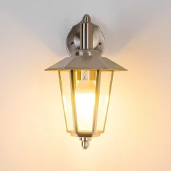 Applique Murale Moskau Down Acier Inoxydable, Transparent, 1 Lumiere