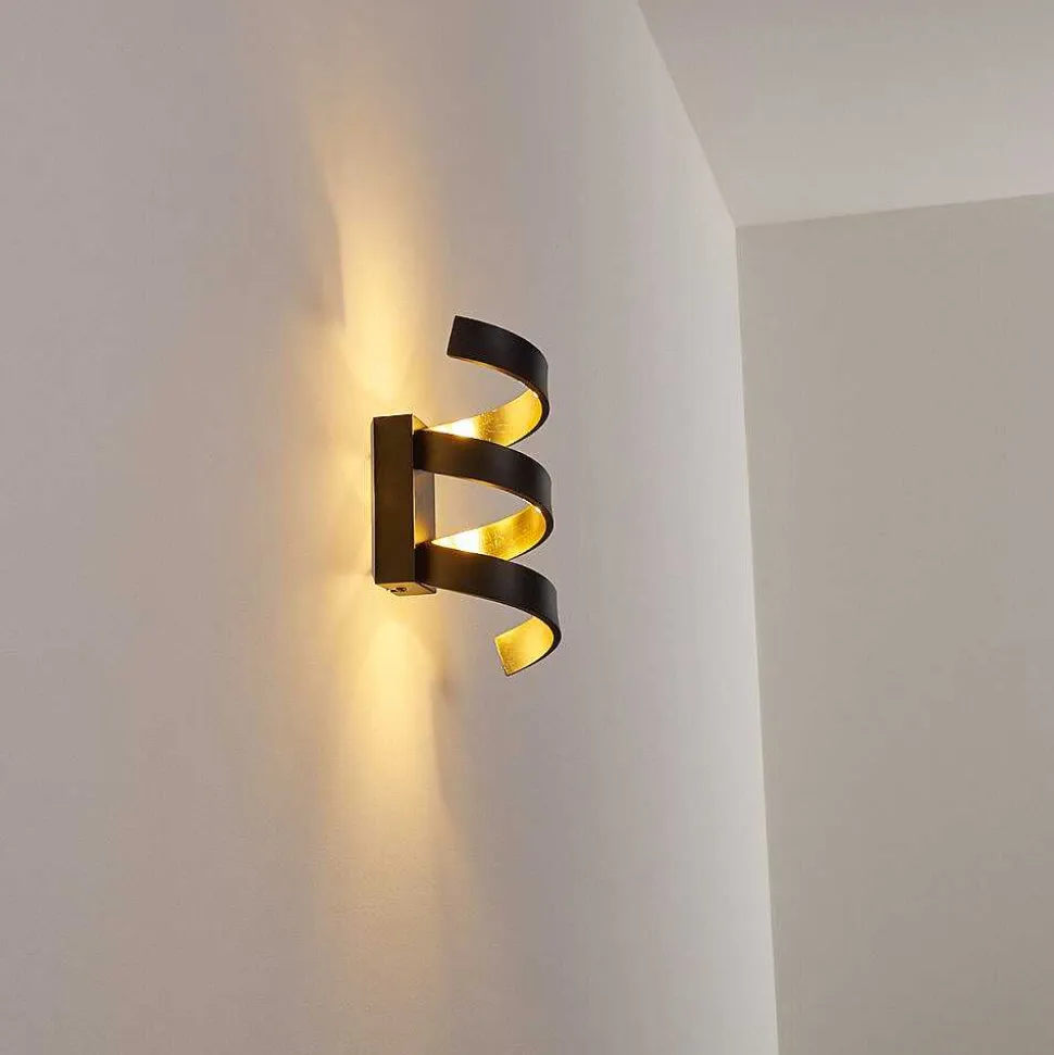 Applique Murale Rezat Led Noir Dore, 1 Lumiere