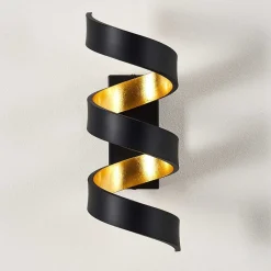 Applique Murale Rezat Led Noir Dore, 1 Lumiere