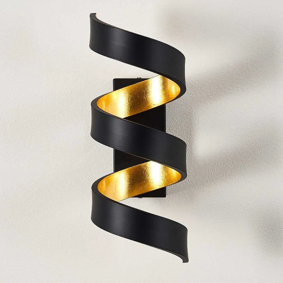 Applique Murale Rezat Led Noir Dore, 1 Lumiere