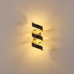 Applique Murale Rezat Led Noir Dore, 1 Lumiere