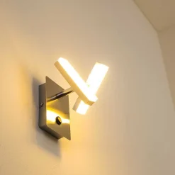 Applique Murale Sakami Led Nickel Mat, 2 Lumieres