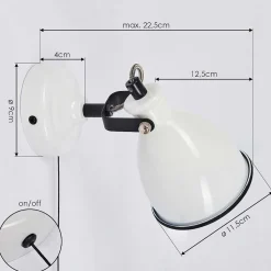 Applique Murale Selki Noir, Blanc, 1 Lumiere